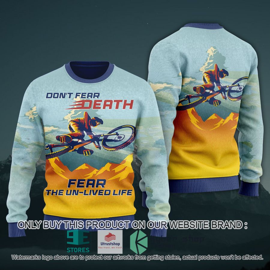 NEW Moutain Bike Don't Fear Death Ugly Sweater 6 moutain bike dont fear death ugly christmas sweater 1 90123