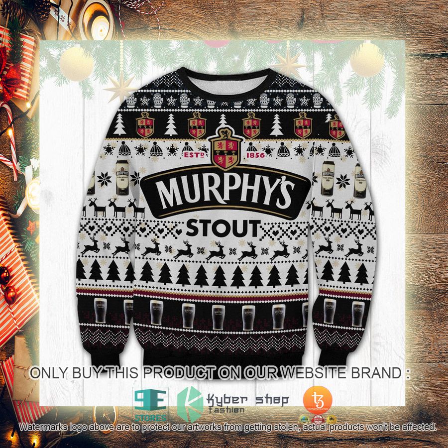 NEW Murphy's Stout white black Christmas Ugly Sweater 3 murphys stout white black ugly christmas sweater 3 60733