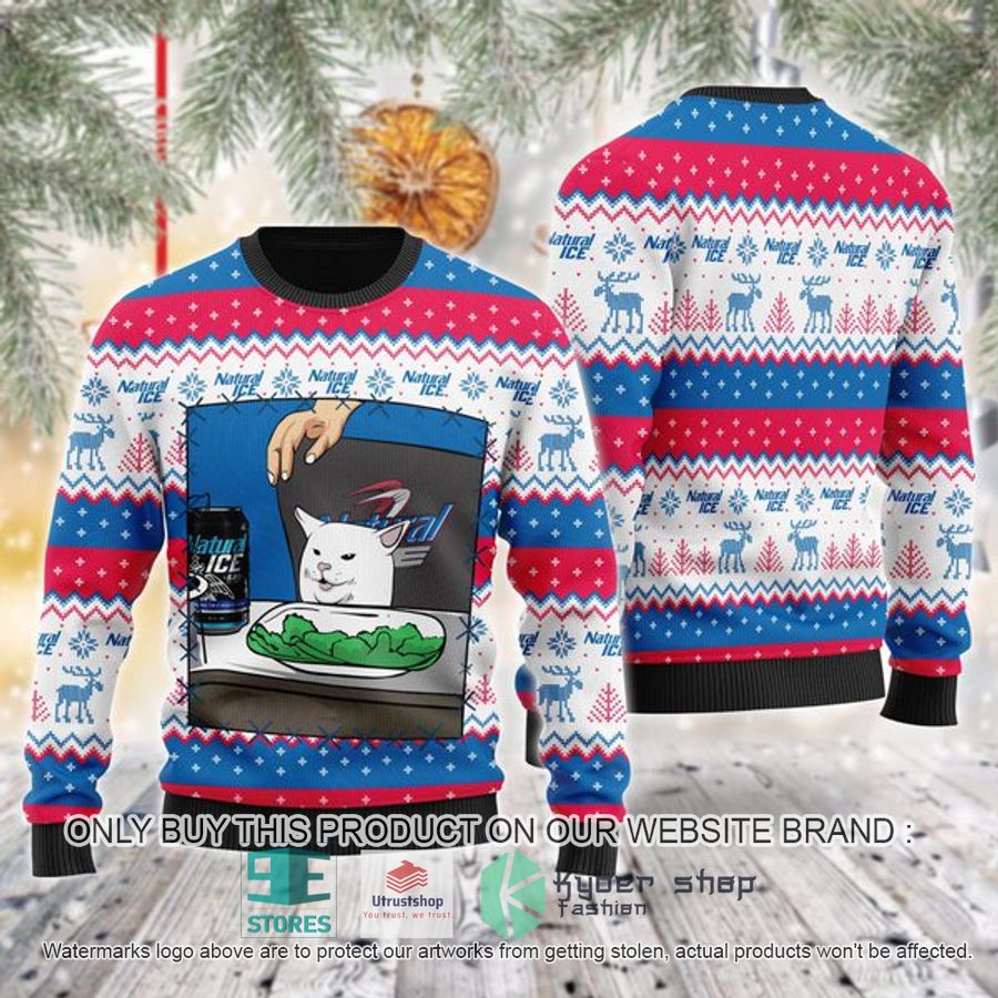 natural ice beer cat meme ugly christmas sweater 1 58123