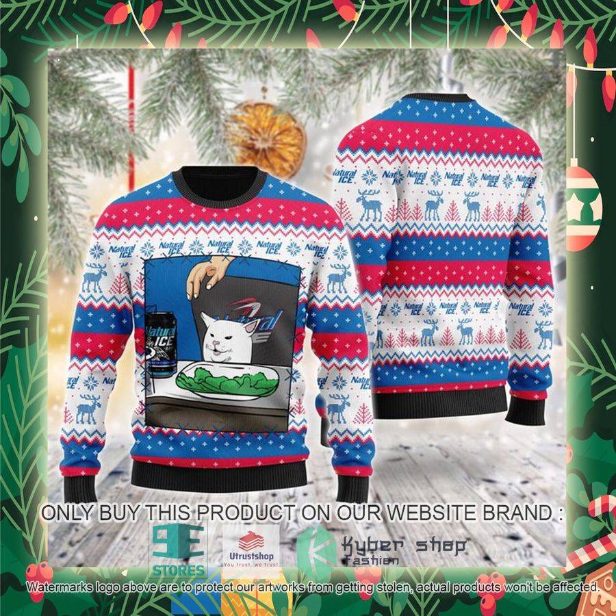 natural ice beer cat meme ugly christmas sweater 2 70419