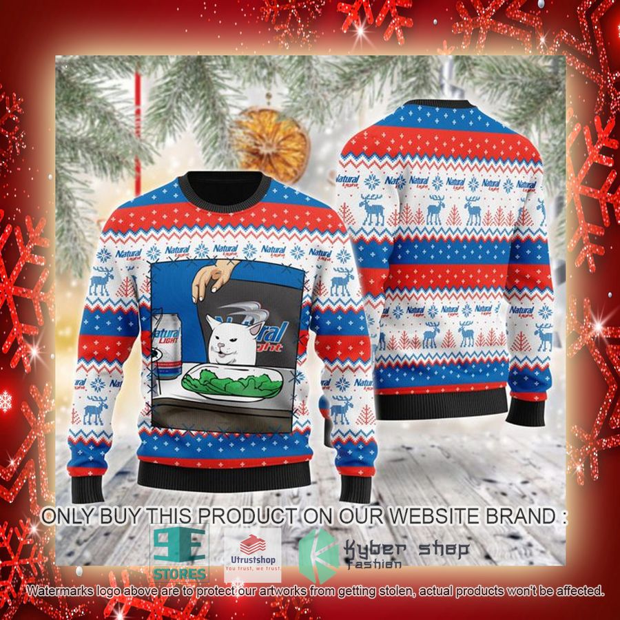 NEW Natural Light Cat Meme Christmas Ugly Sweater 3 natural light cat meme ugly christmas sweater 3 93459