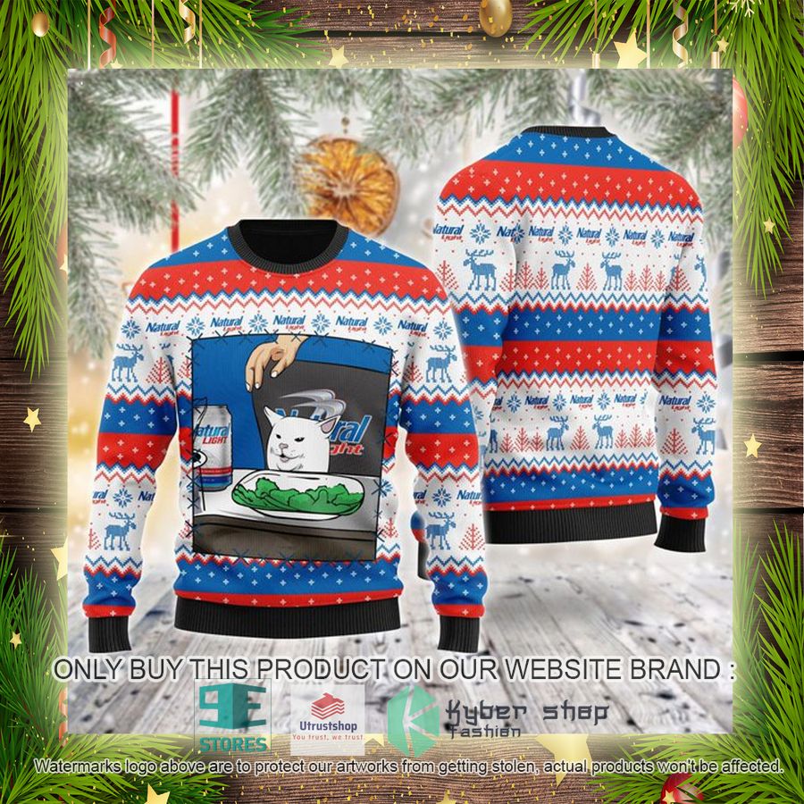 NEW Natural Light Cat Meme Christmas Ugly Sweater 4 natural light cat meme ugly christmas sweater 4 95839