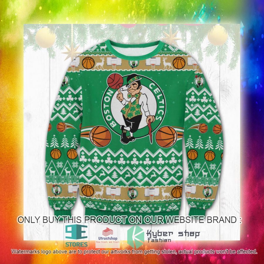 NEW NBA Boston Celtics logo green Ugly Sweater 3 nba boston celtics logo green ugly christmas sweater 3 16158