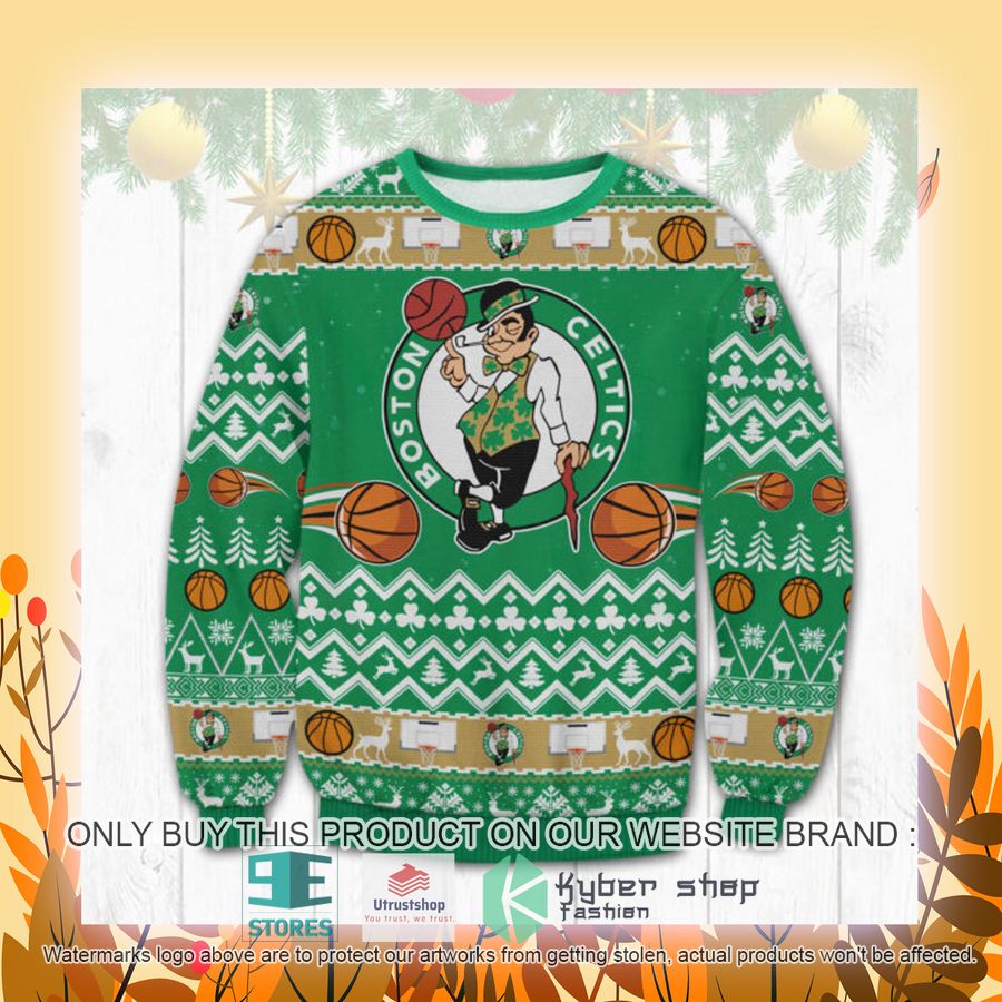 NEW NBA Boston Celtics logo green Ugly Sweater 4 nba boston celtics logo green ugly christmas sweater 4 300