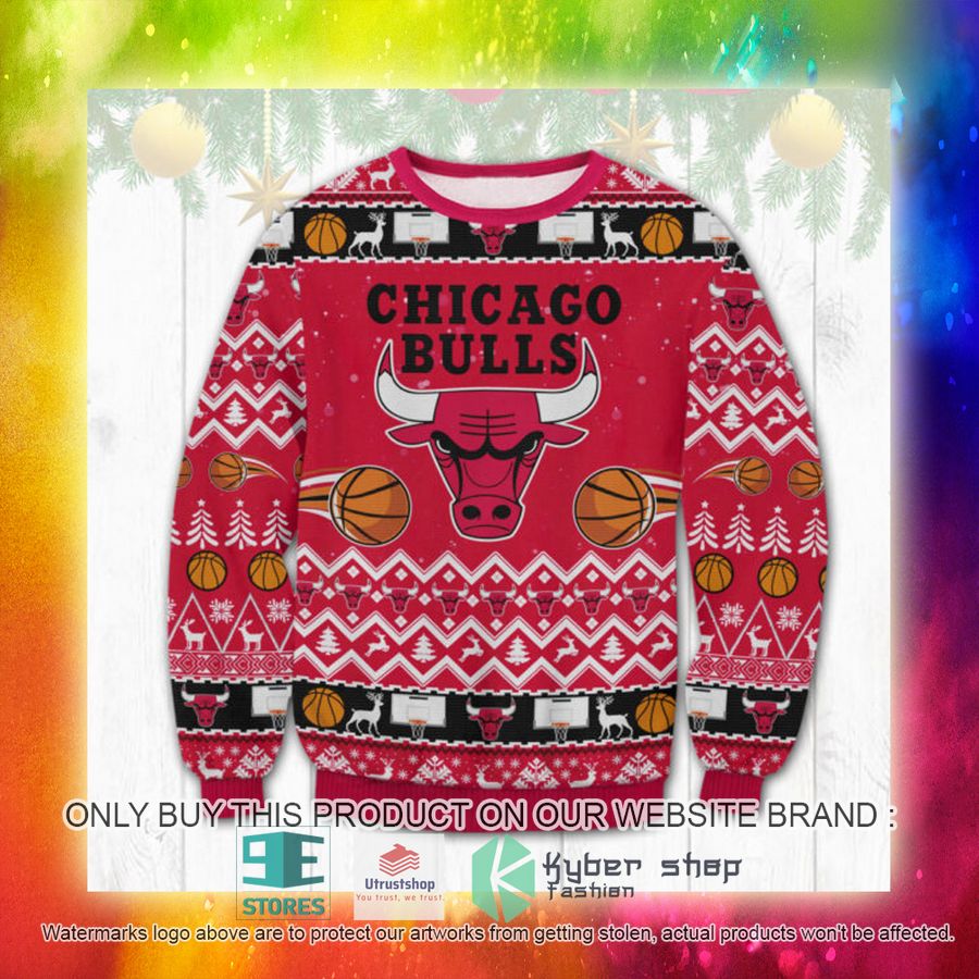 NEW NBA Chicago Bulls red Ugly Sweater 3 nba chicago bulls red ugly christmas sweater 3 1116