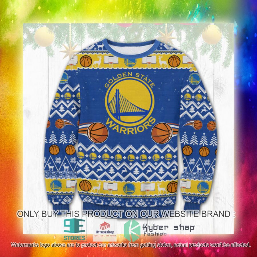 NEW NBA Golden State Warriors logo Ugly Sweater 3 nba golden state warriors logo ugly christmas sweater 3 90702