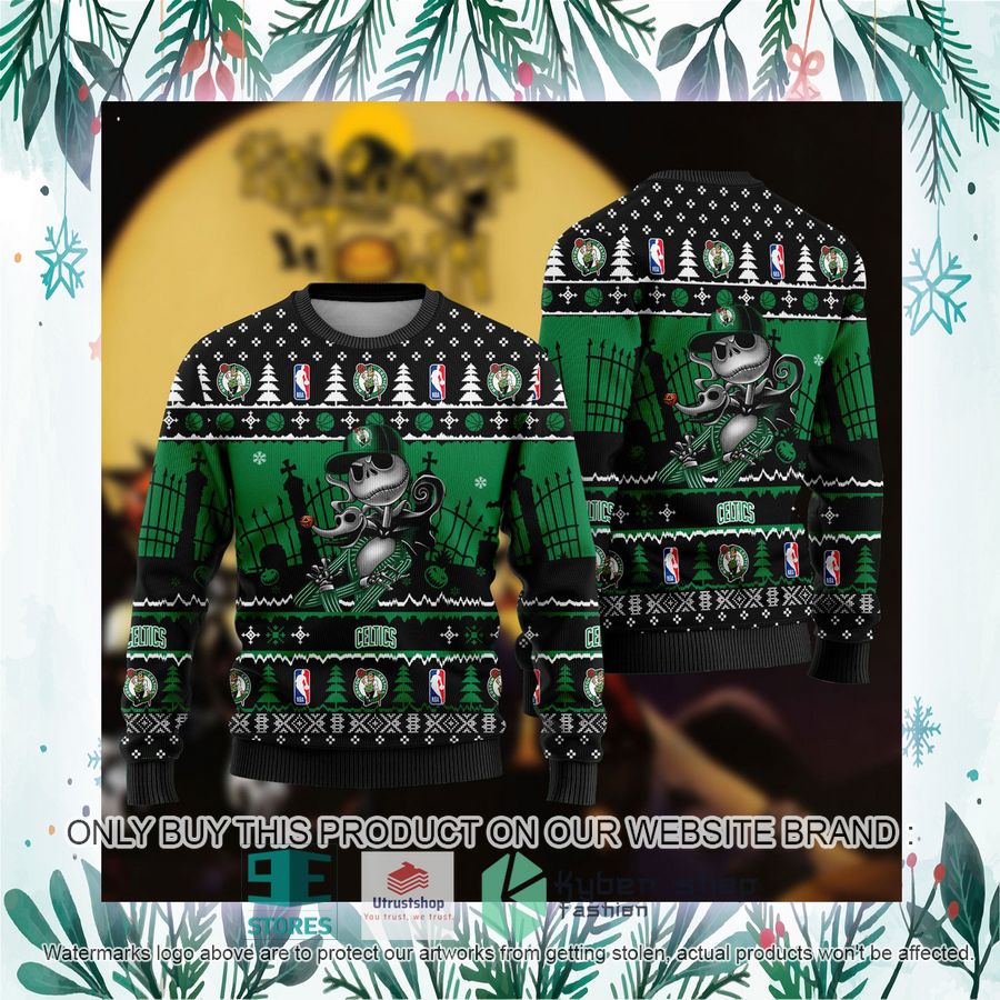 NEW Jack Skellington Boston Celtics Sweatshirt 3 nba jack skellington boston celtics ugly christmas sweater 3 70632
