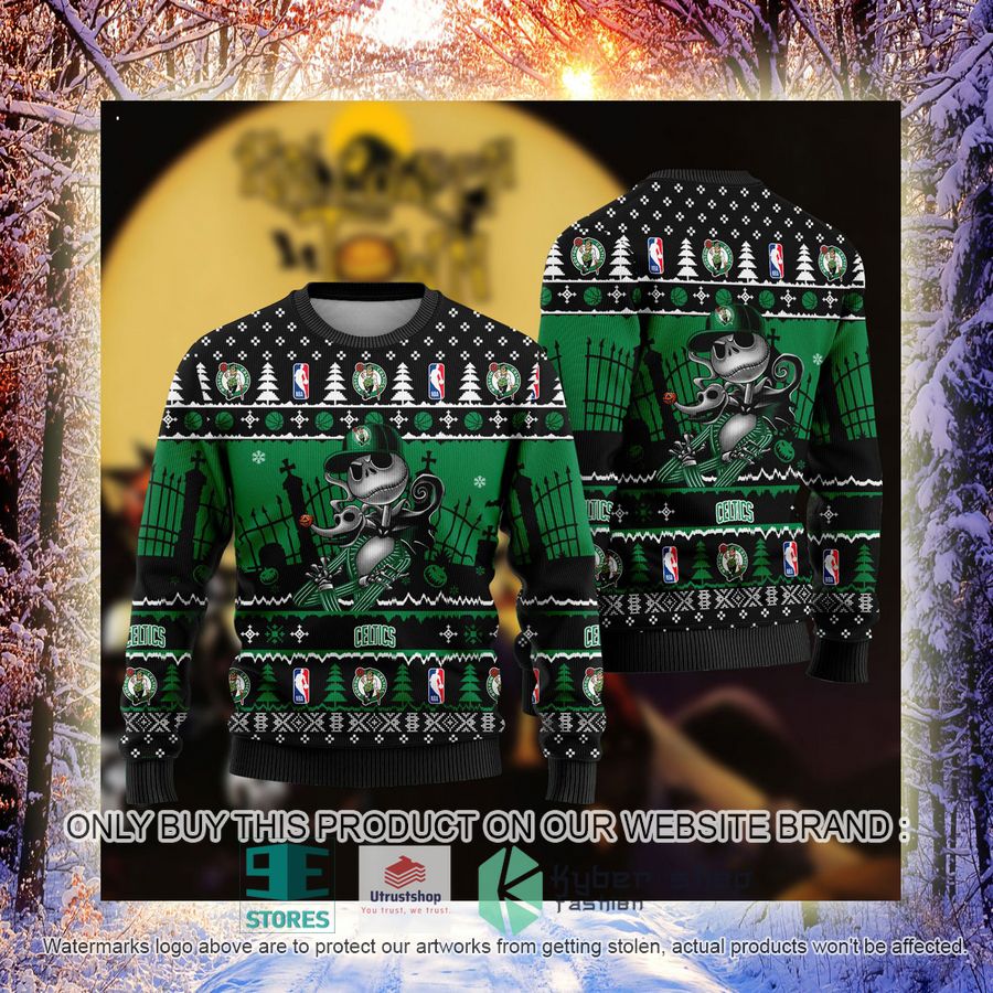 NEW Jack Skellington Boston Celtics Sweatshirt 4 nba jack skellington boston celtics ugly christmas sweater 4 97776