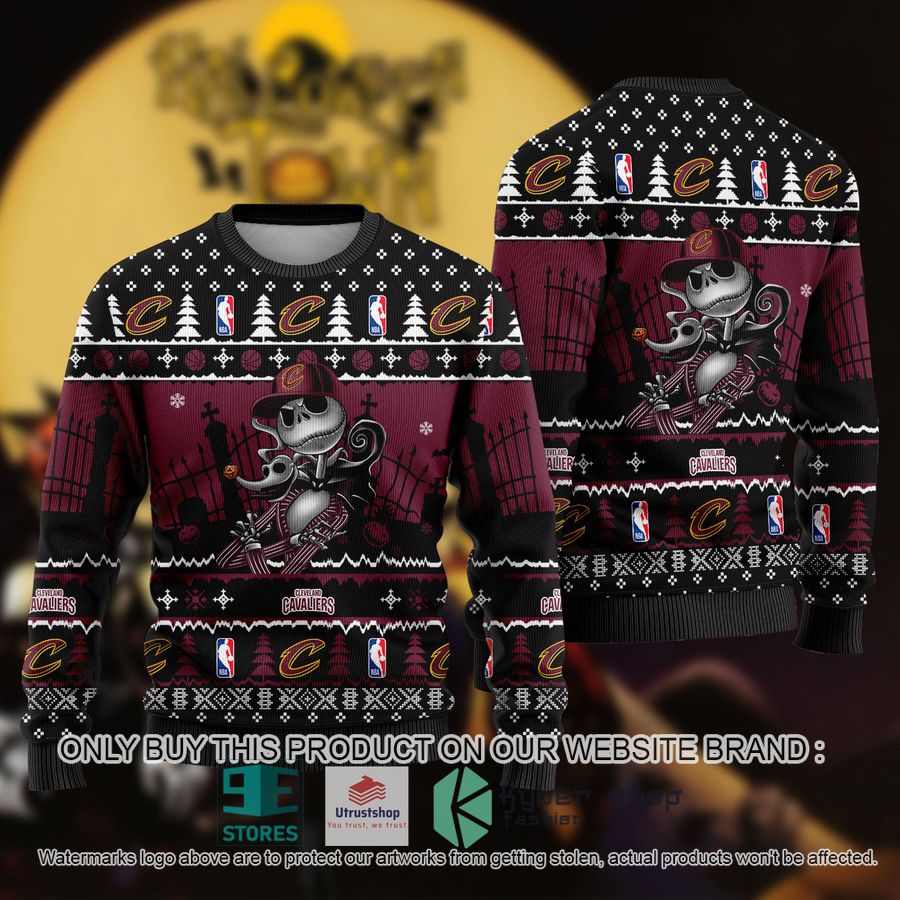 nba jack skellington cleveland cavaliers ugly christmas sweater 1 76116
