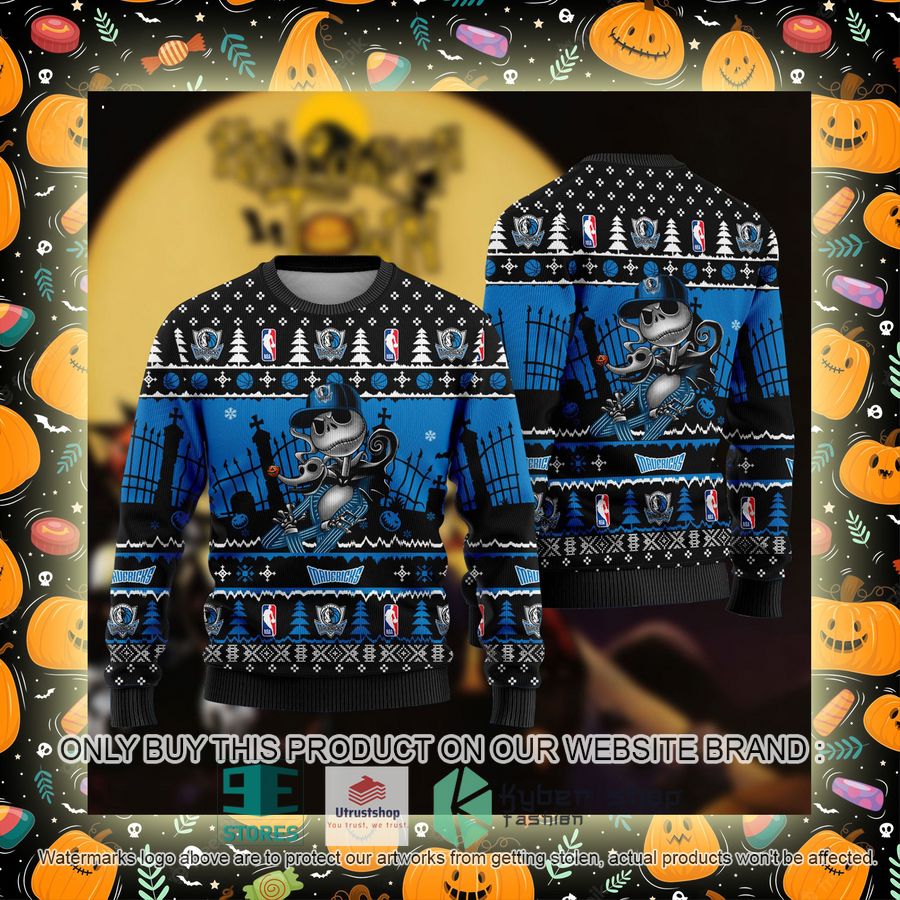 NEW Jack Skellington Dallas Mavericks Sweatshirt 2 nba jack skellington dallas mavericks ugly christmas sweater 2 81183