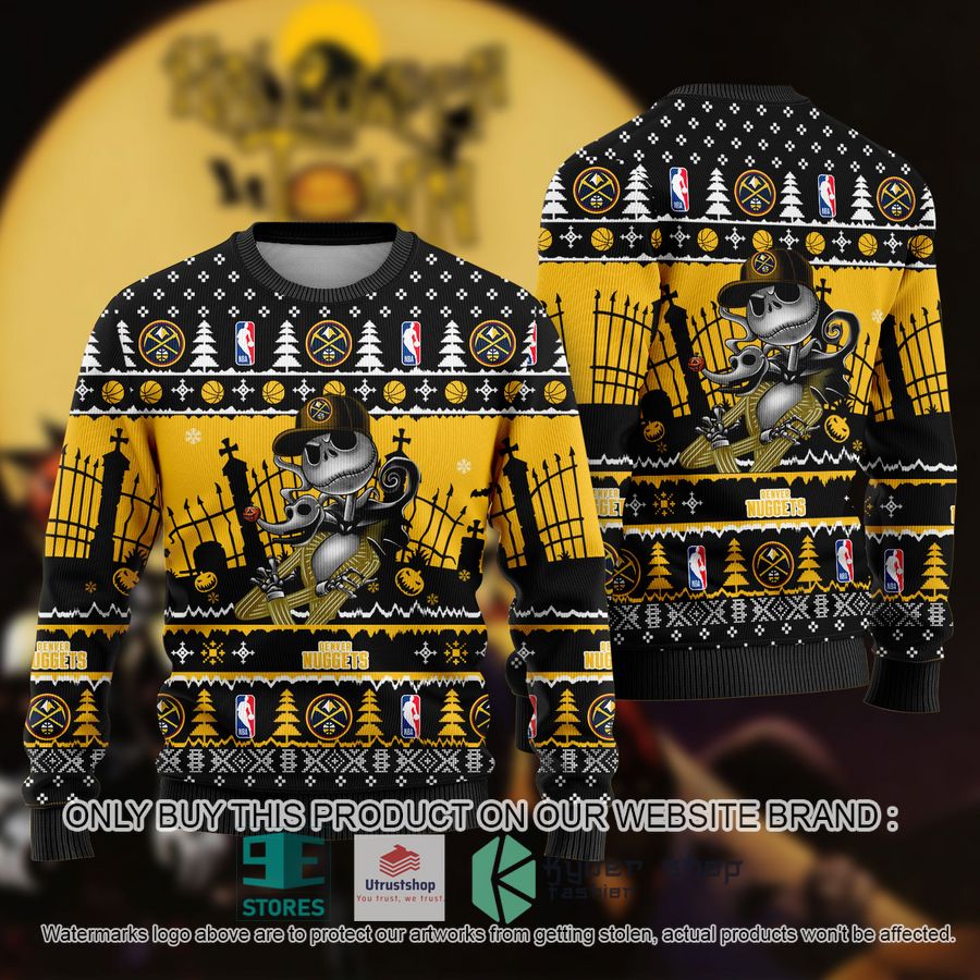 NEW Jack Skellington Denver Nuggets Sweatshirt 1 nba jack skellington denver nuggets ugly christmas sweater 1 98874