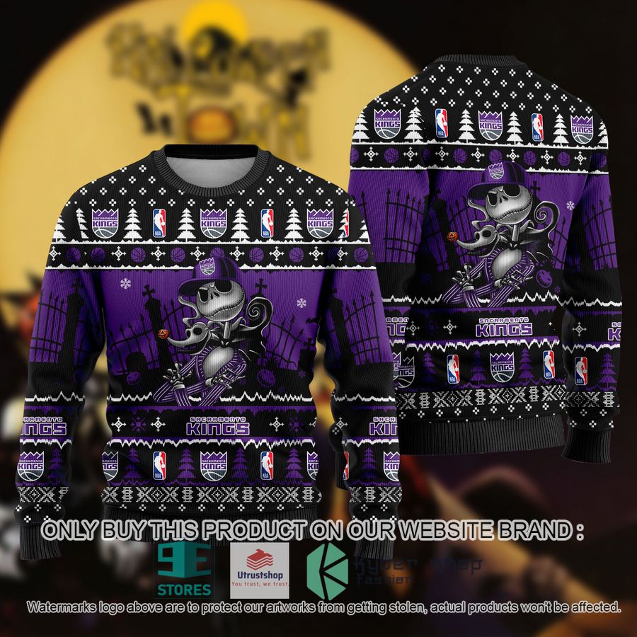 NEW Jack Skellington Sacramento Kings Sweatshirt 9 nba jack skellington sacramento kings ugly christmas sweater 1 56792