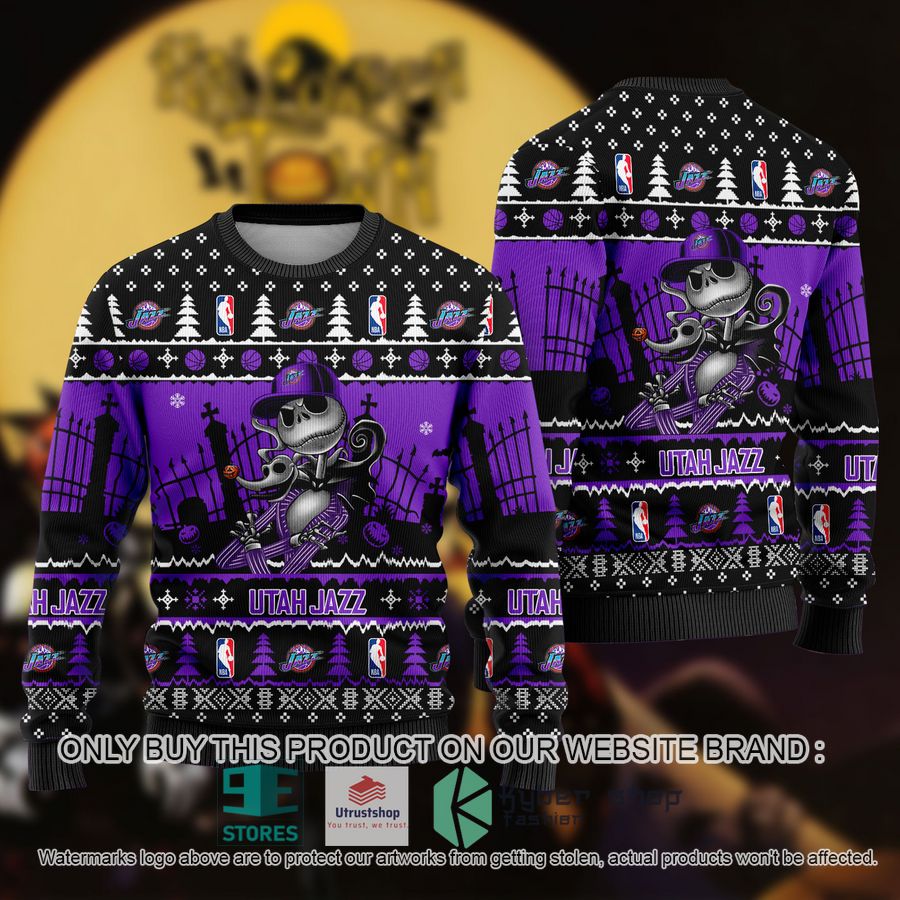 nba jack skellington utah jazz ugly christmas sweater 1 54373