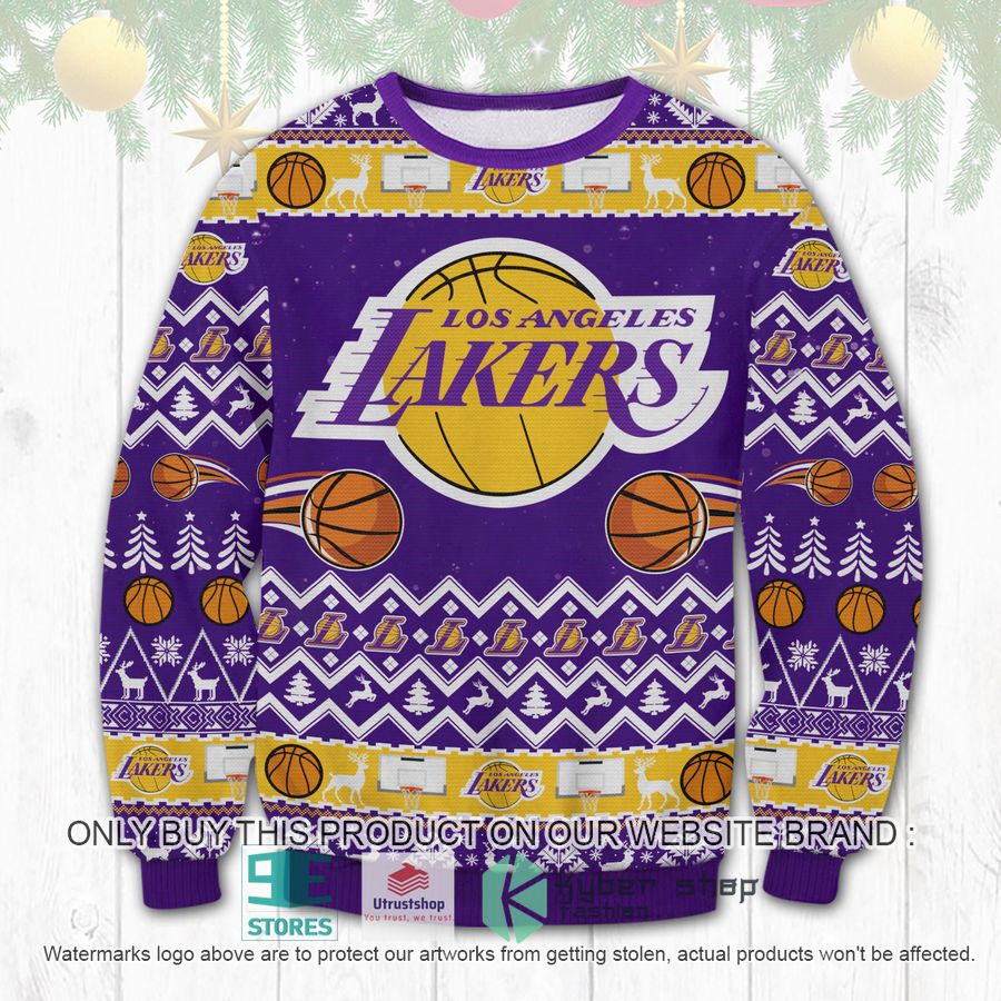 nba los angeles lakers logo ugly christmas sweater 1 24207