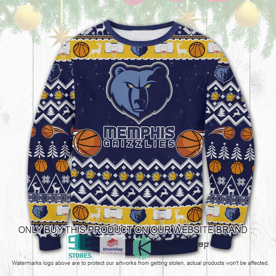 nba memphis grizzlies blue ugly christmas sweater 1 18717
