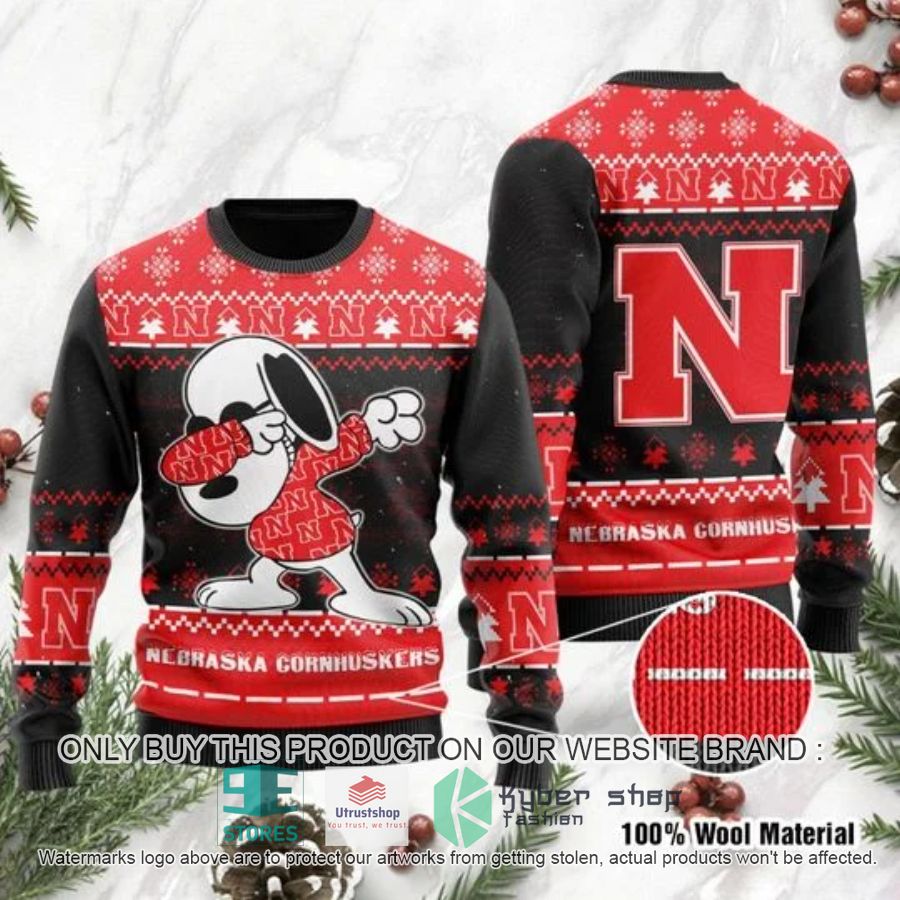 nebraska cornhuskers snoopy dabbing ugly chrisrtmas sweater 1 75305
