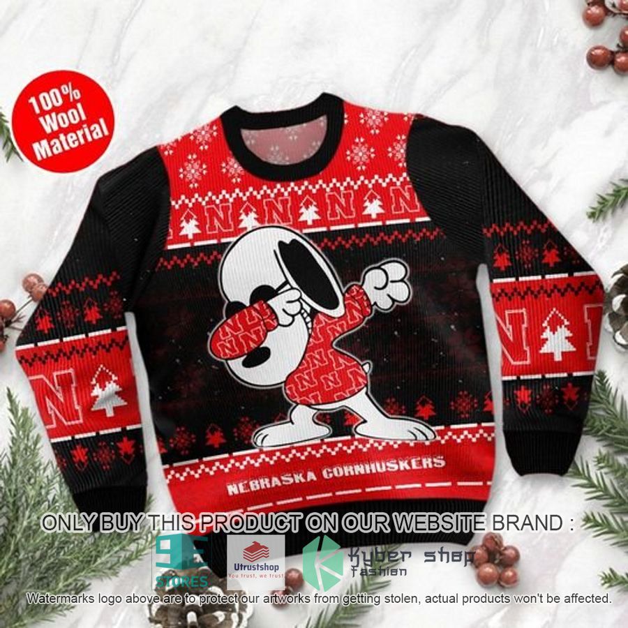 nebraska cornhuskers snoopy dabbing ugly chrisrtmas sweater 2 75168