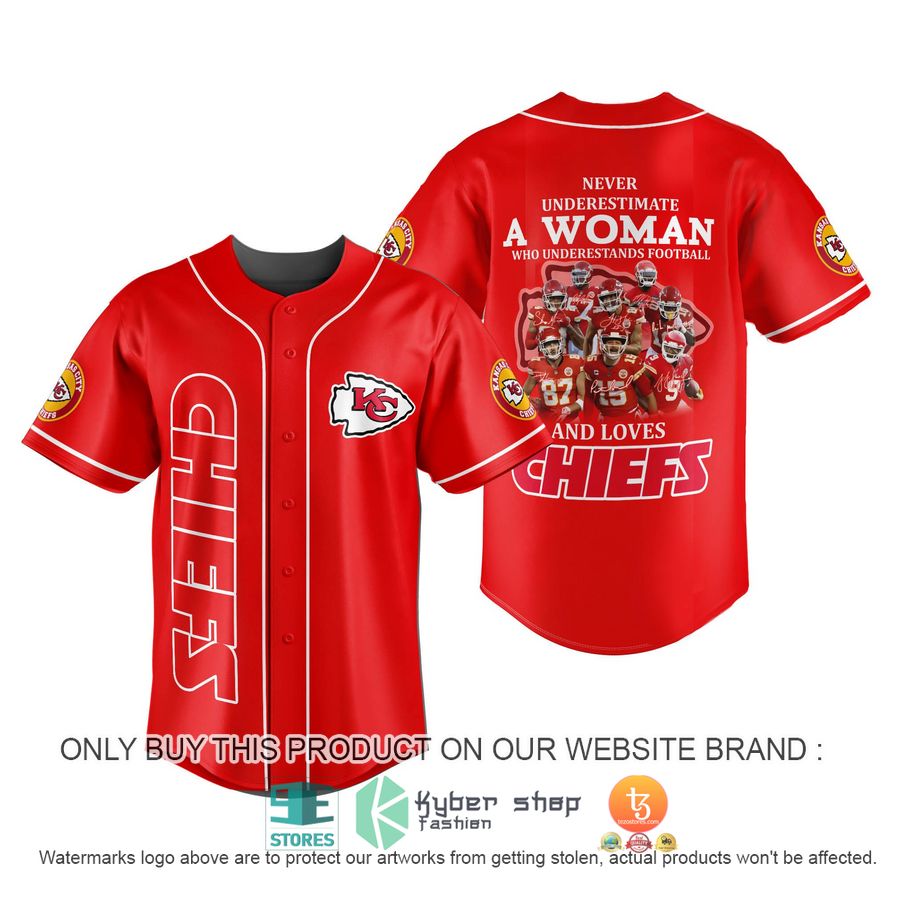 never underestimate a woman who understands football and loves chiefs baseball jersey 1 20335