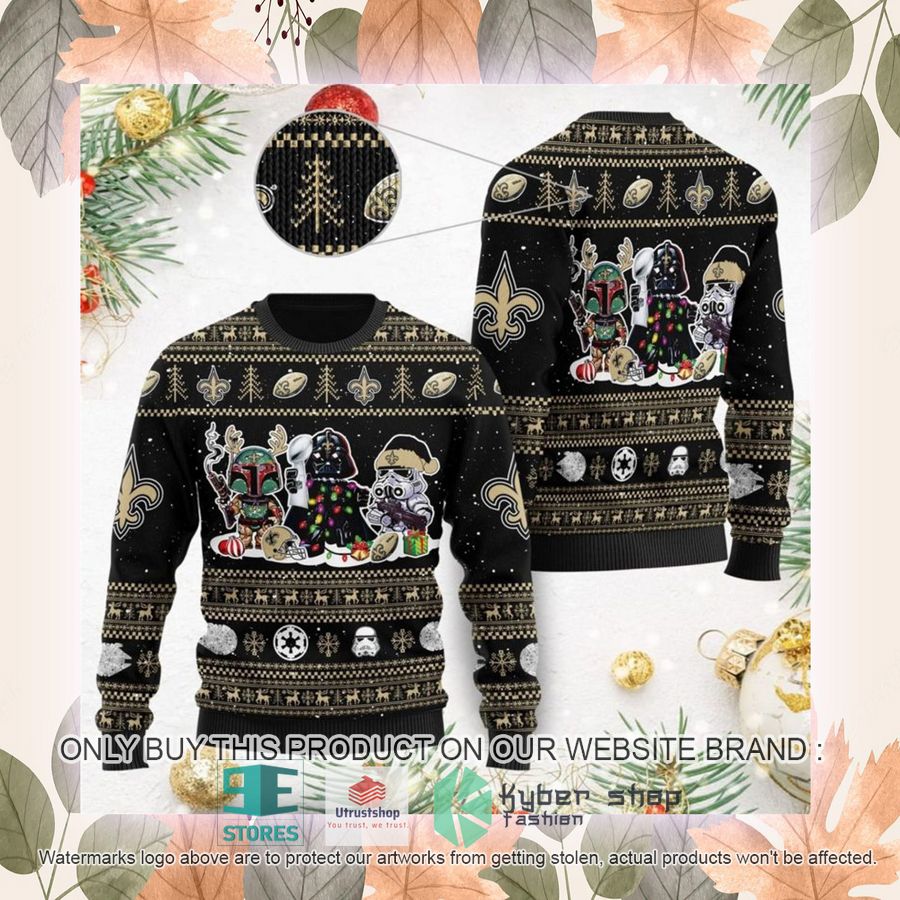 NEW New Orleans Saints Darth Vader Boba Fett Stormtrooper Sweater 2 new orleans saints darth vader boba fett stormtrooper ugly christmas sweater 2 7551