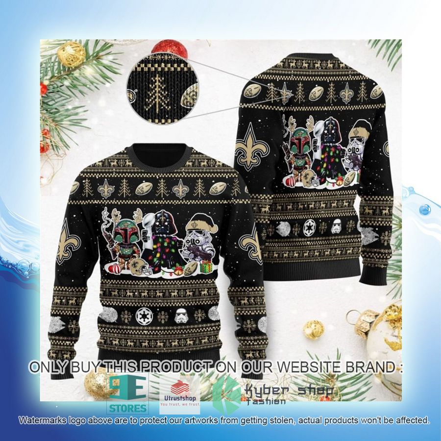 NEW New Orleans Saints Darth Vader Boba Fett Stormtrooper Sweater 4 new orleans saints darth vader boba fett stormtrooper ugly christmas sweater 4 18757