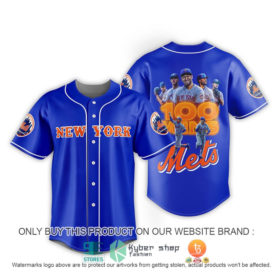 HOT New York Mets 100 Wins blue Baseball Jersey 2 new york mets 100 wins blue baseball jersey 1 88058