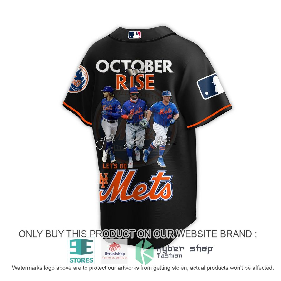 NEW New York Mets October Rise Let's Go Mets black Baseball Shirt 3 new york mets october rise lets go mets black baseball jersey 3 303