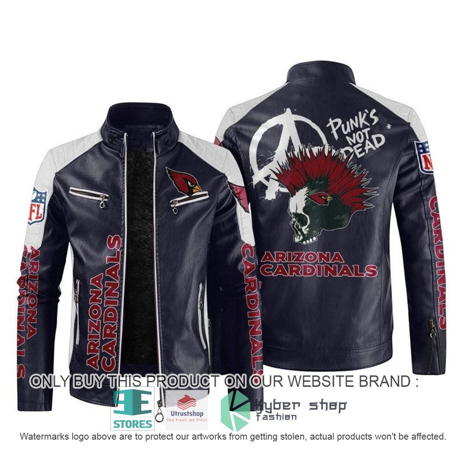 NEW Arizona Cardinals Punk's Not Dead Skull color block leather jacket 3 nfl arizona cardinals punks not dead skull block leather jacket 3 87313