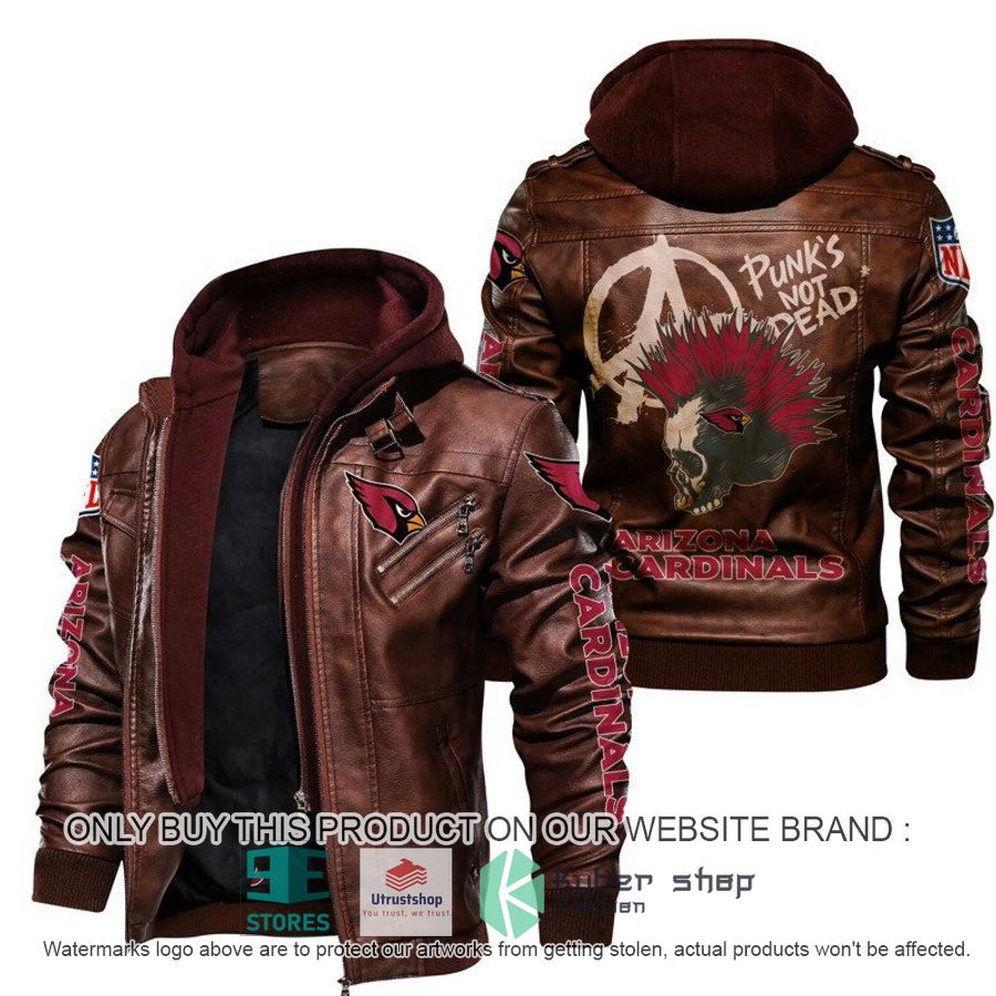 NEW Arizona Cardinals Punk's Not Dead Skull Leather Jacket 2 nfl arizona cardinals punks not dead skull leather jacket 2 12492