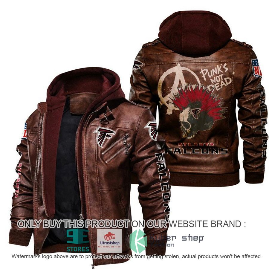 NEW Atlanta Falcons Punk's Not Dead Skull Leather Jacket 2 nfl atlanta falcons punks not dead skull leather jacket 2 62892