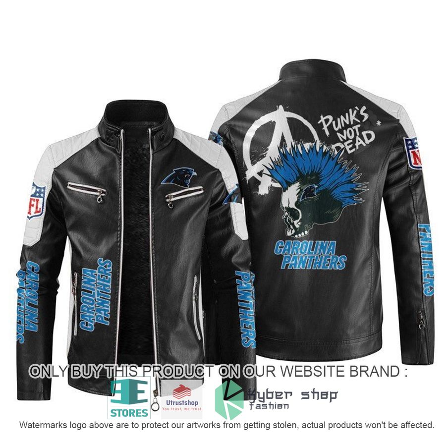 nfl carolina panthers punks not dead skull block leather jacket 1 88305