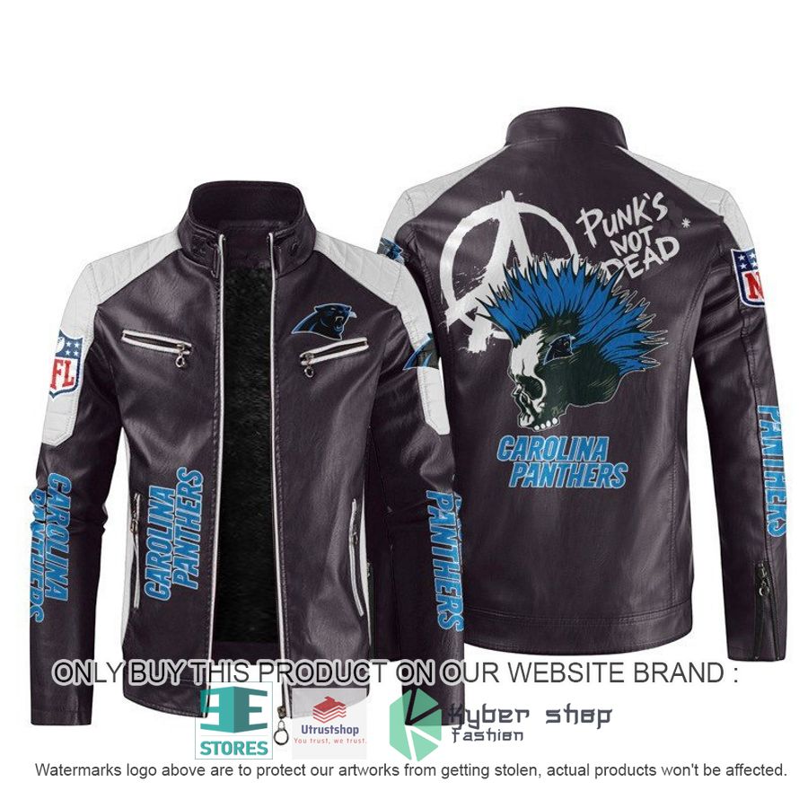nfl carolina panthers punks not dead skull block leather jacket 2 51189