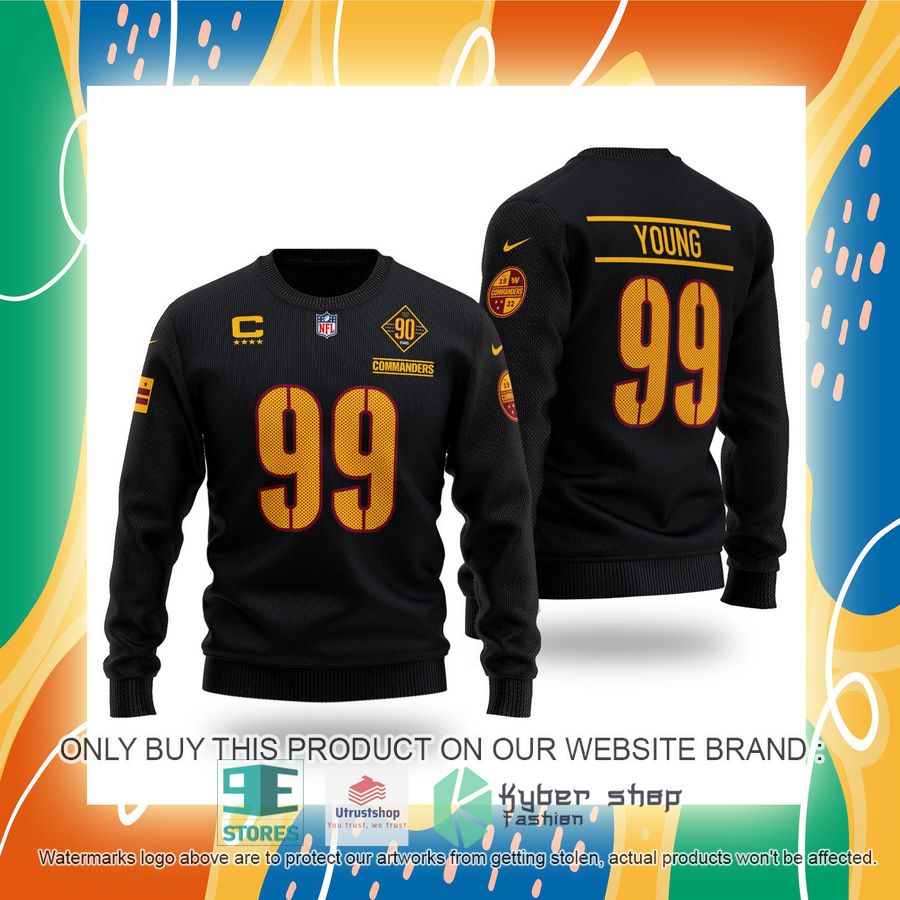 nfl chase young 99 washington commanders black sweater 2 2710