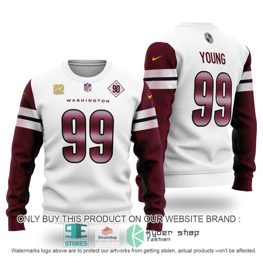 nfl chase young 99 washington commanders white red sweater 1 91269
