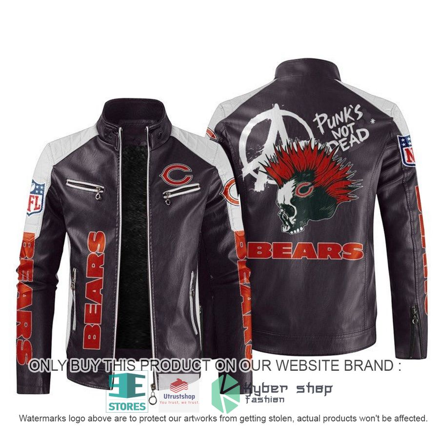 nfl chicago bears punks not dead skull block leather jacket 2 59375
