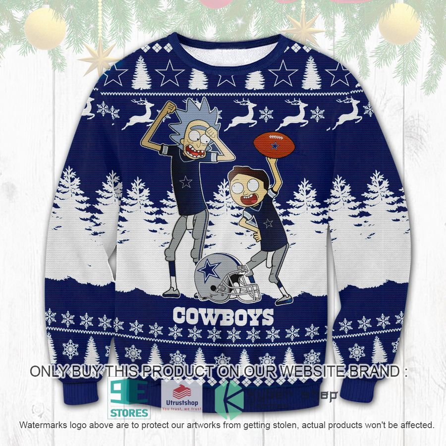 nfl dallas cowboy rick and morty ugly christmas sweater 1 54586