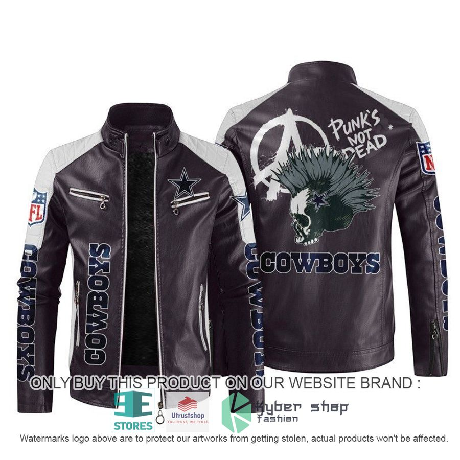 nfl dallas cowboys punks not dead skull block leather jacket 2 55242