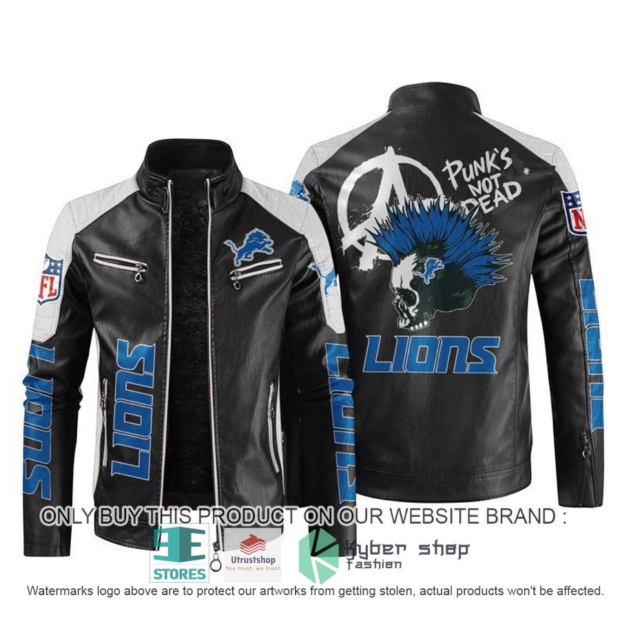 nfl detroit lions punks not dead skull block leather jacket 1 82543