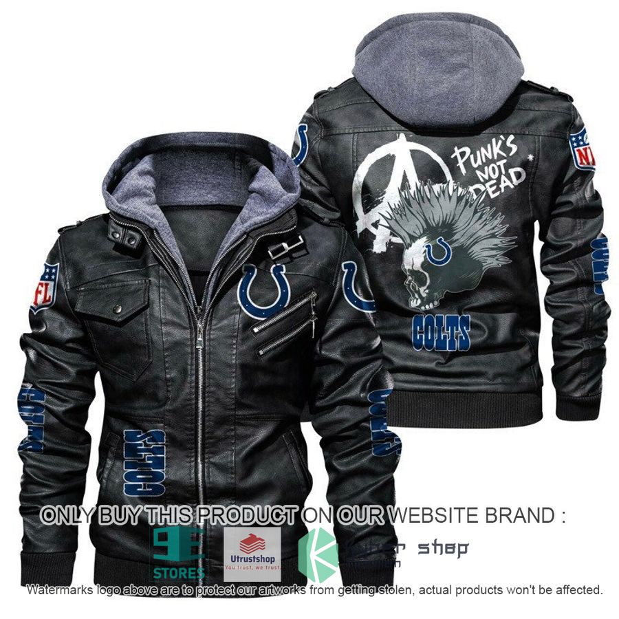 NEW Indianapolis Colts Punk's Not Dead Skull Leather Jacket 1 nfl indianapolis colts punks not dead skull leather jacket 1 47502