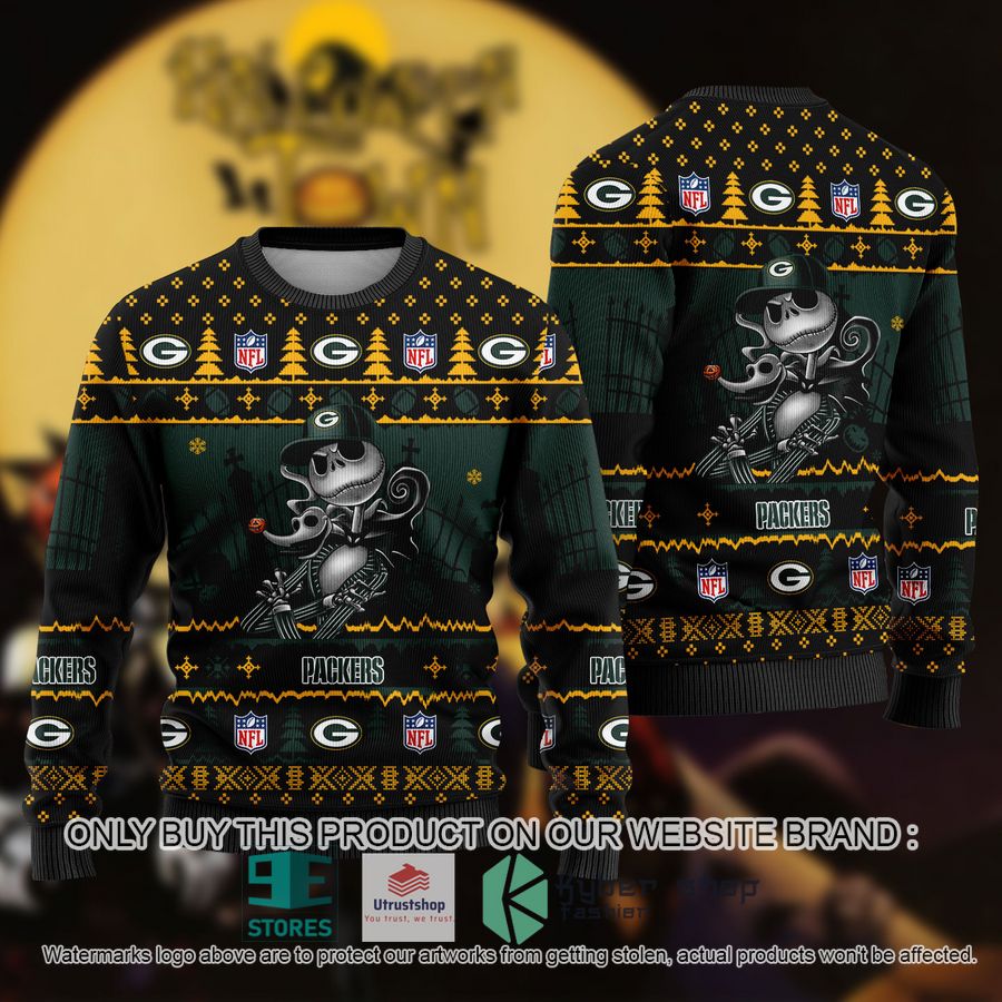 nfl jack skellington green bay packers ugly christmas sweater 1 48990