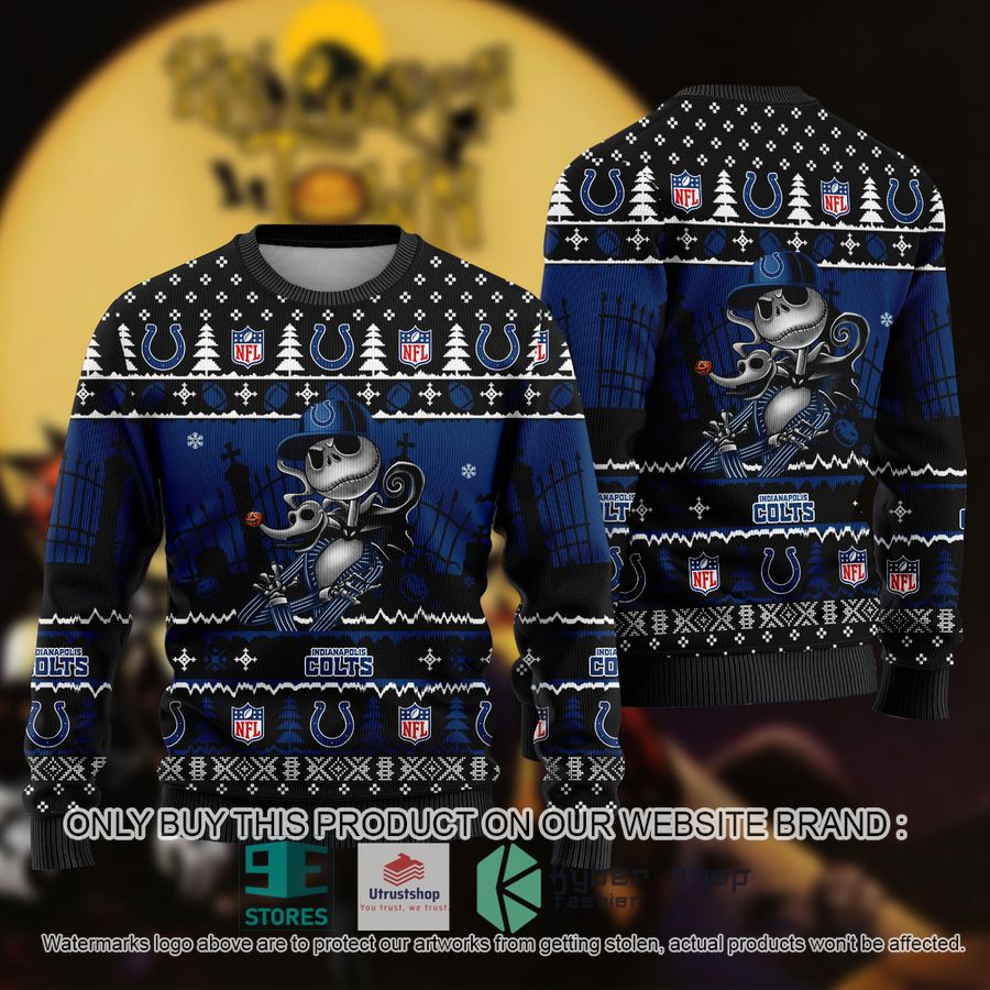 NEW Jack Skellington Indianapolis Colts Sweatshirt 1 nfl jack skellington indianapolis colts ugly christmas sweater 1 25073