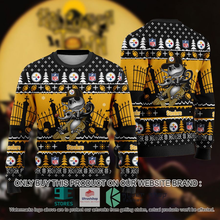 nfl jack skellington pittsburgh steelers ugly christmas sweater 1 41205