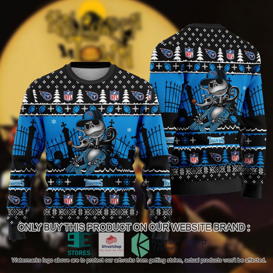 NEW Jack Skellington Tennessee Titans Sweatshirt 9 nfl jack skellington tennessee titans ugly christmas sweater 1 98210
