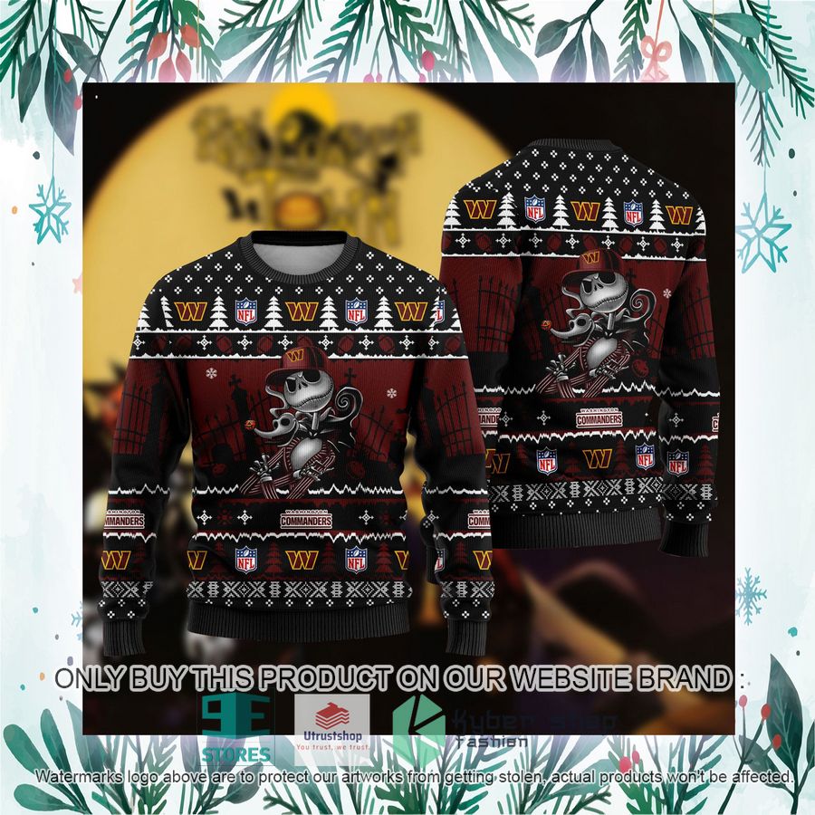 NEW Jack Skellington Washington Commanders Sweatshirt 3 nfl jack skellington washington commanders ugly christmas sweater 3 4470