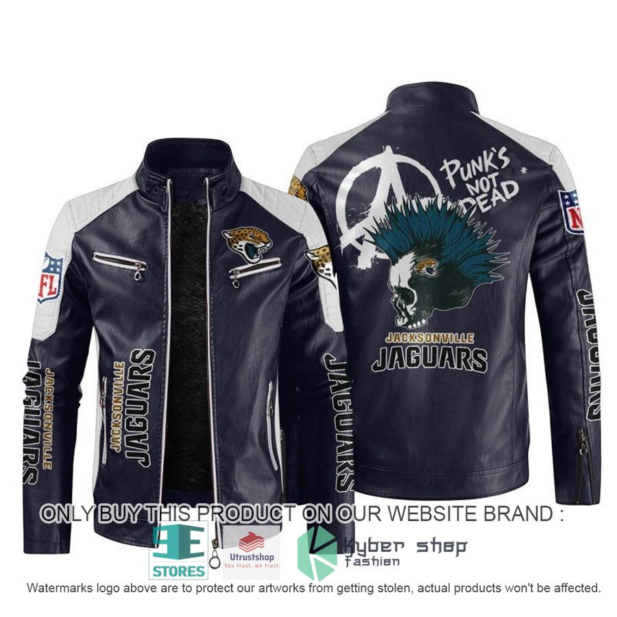 NEW Jacksonville Jaguar Punk's Not Dead Skull color block leather jacket 3 nfl jacksonville jaguar punks not dead skull block leather jacket 3 50164