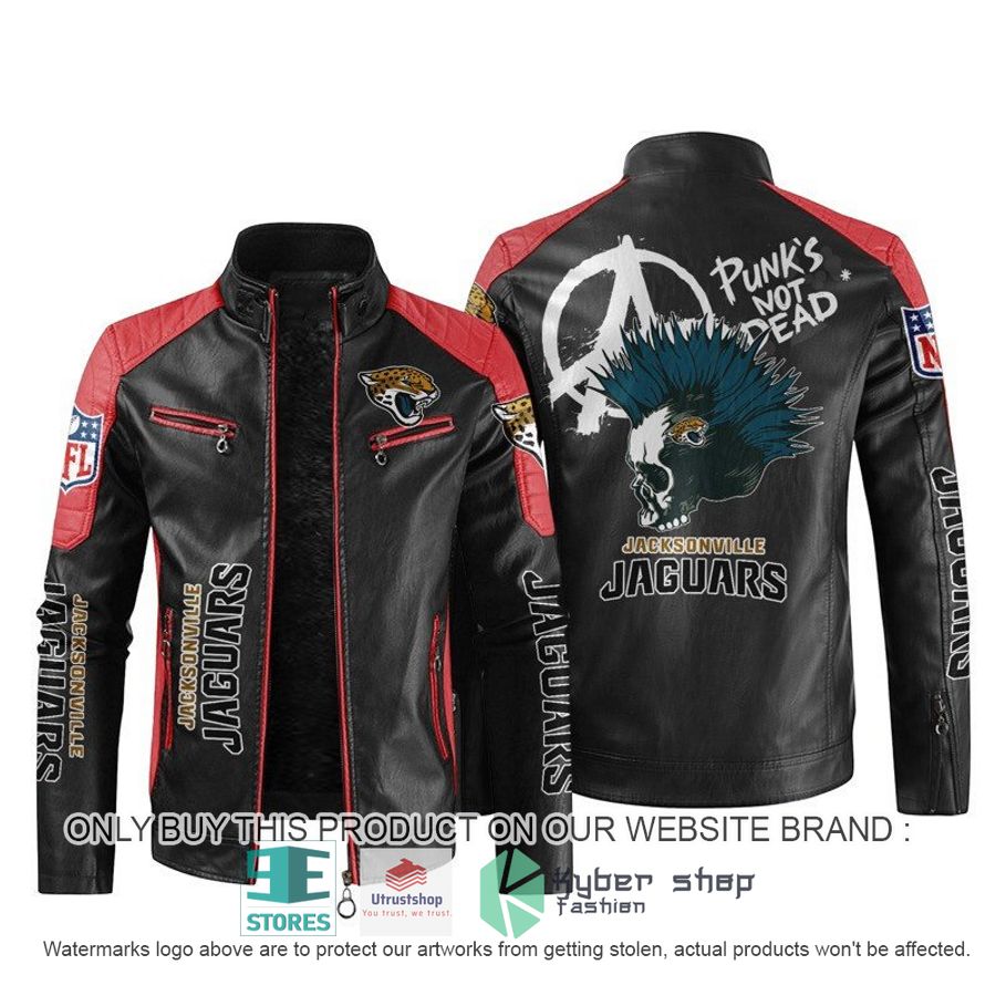 NEW Jacksonville Jaguar Punk's Not Dead Skull color block leather jacket 4 nfl jacksonville jaguar punks not dead skull block leather jacket 4 48876