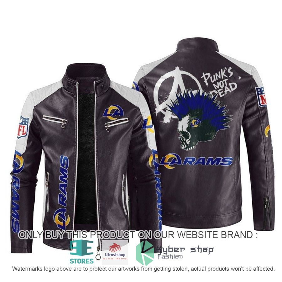 nfl los angeles rams punks not dead skull block leather jacket 2 43883
