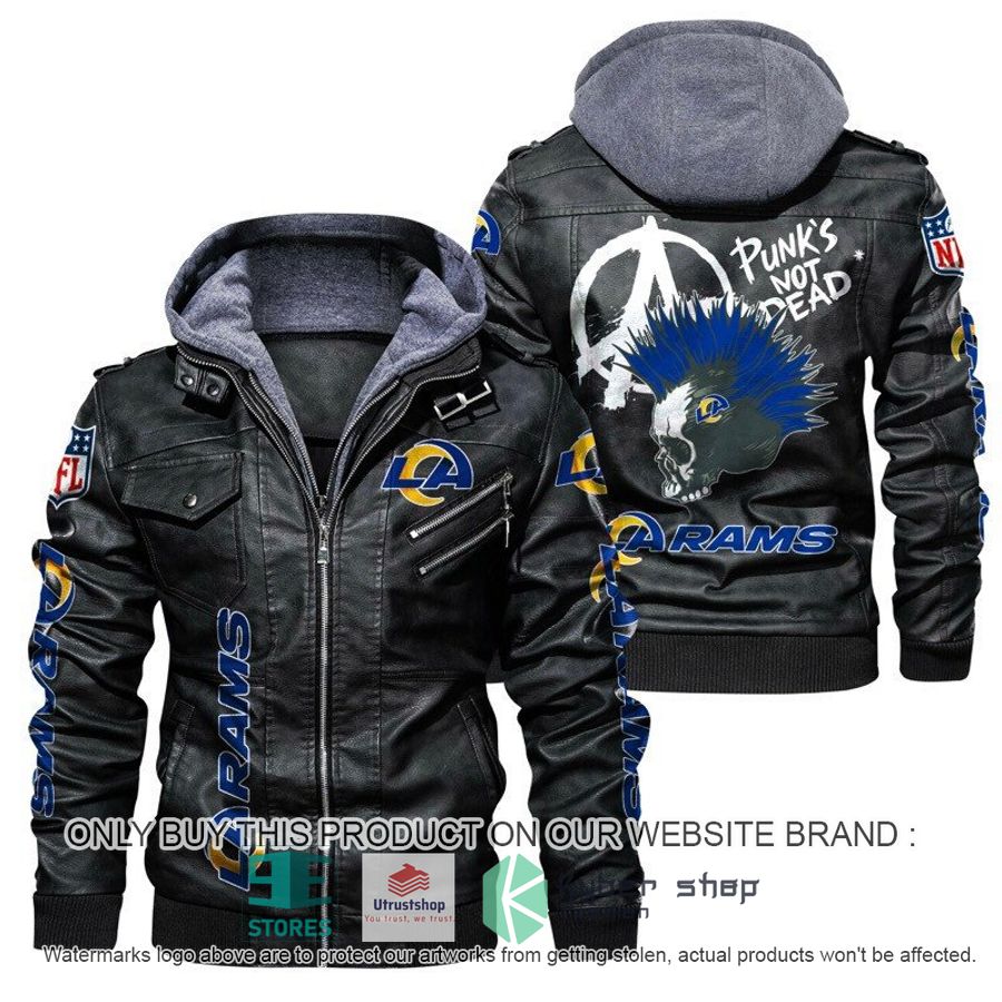 NEW Los Angeles Rams Punk's Not Dead Skull Leather Jacket 4 nfl los angeles rams punks not dead skull leather jacket 1 72748