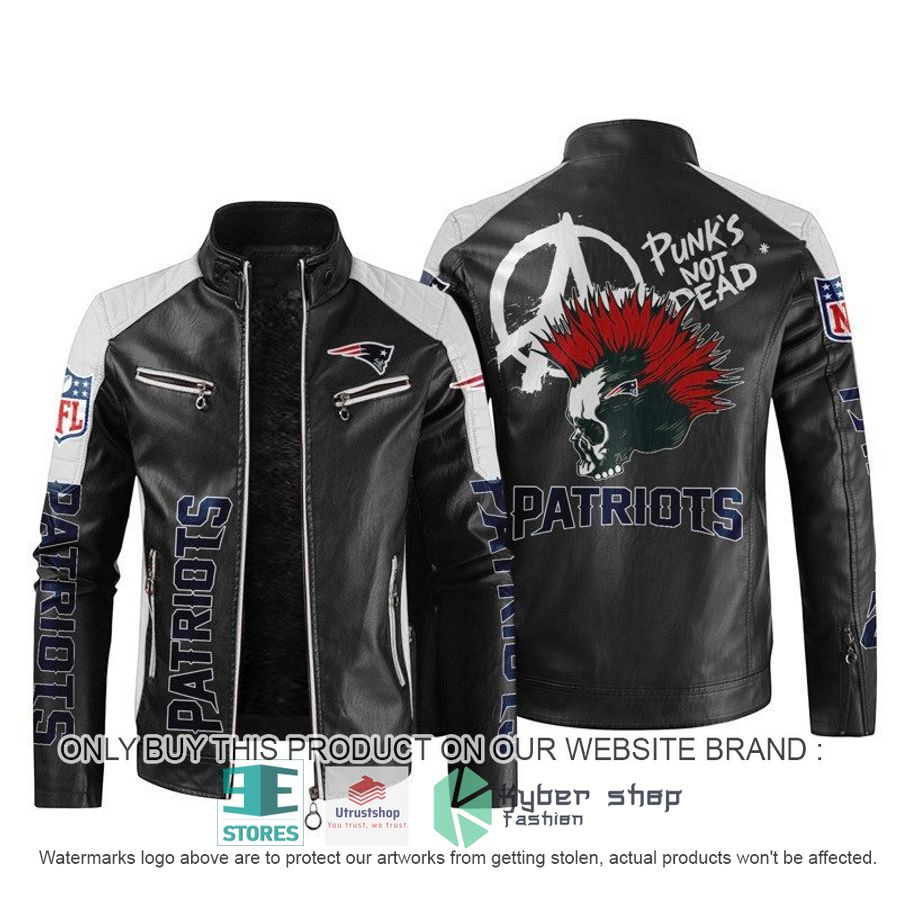 nfl new england patriots punks not dead skull block leather jacket 1 1236