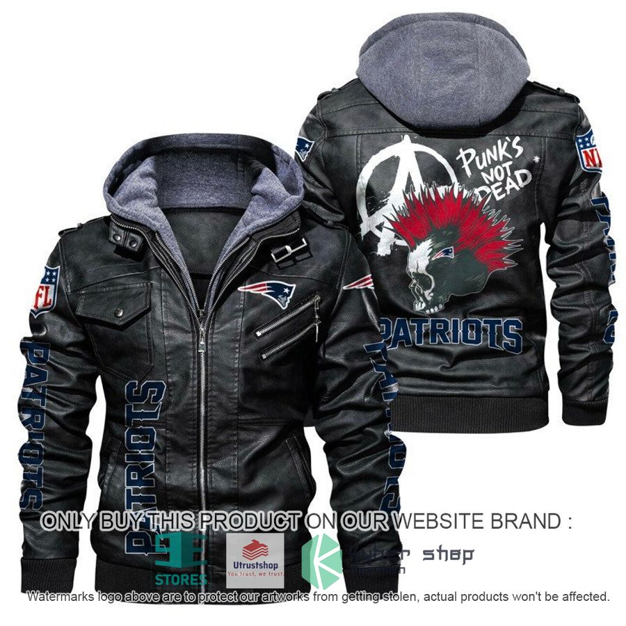 nfl new england patriots punks not dead skull leather jacket 1 11866