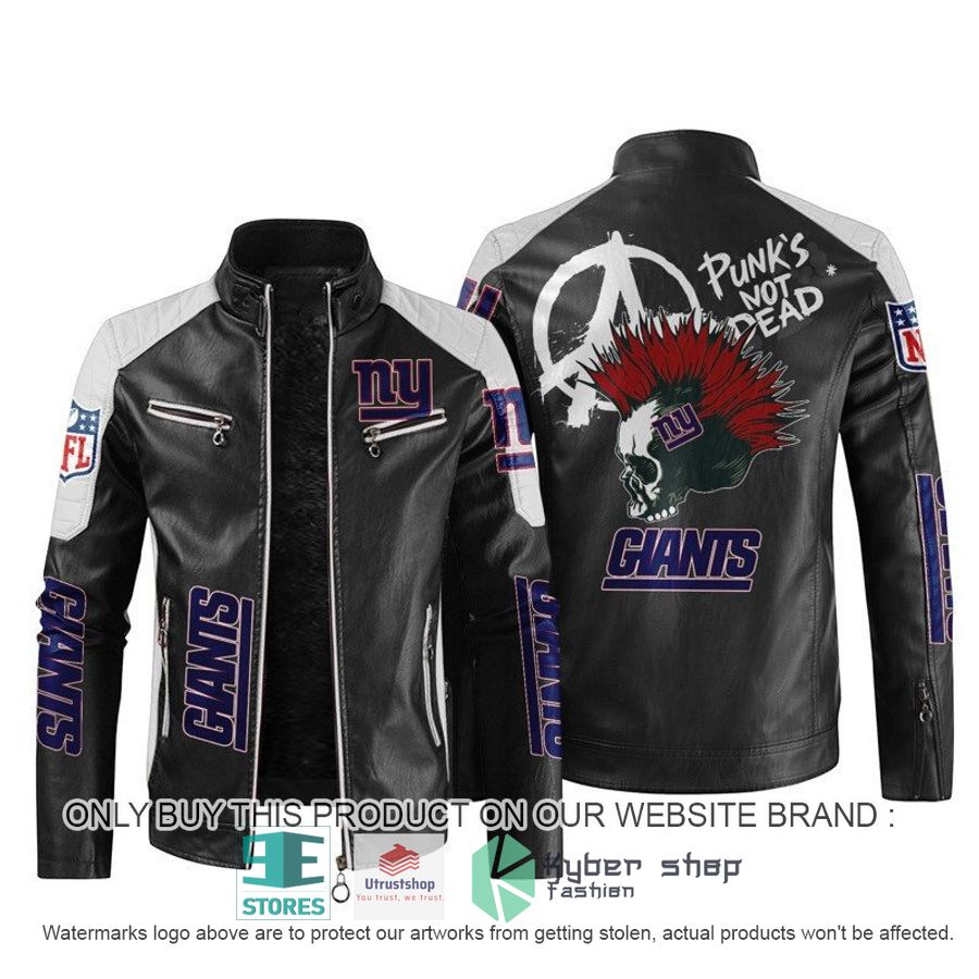 nfl new york giants punks not dead skull block leather jacket 1 9069
